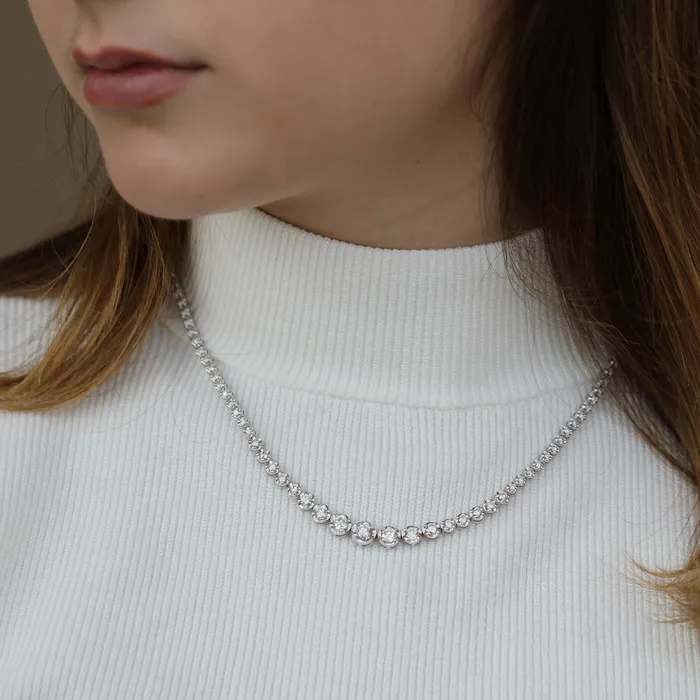 Necklaces Independent Jewellers 14kt White Gold 500cttw Round Natural Diamond Tennis Necklace