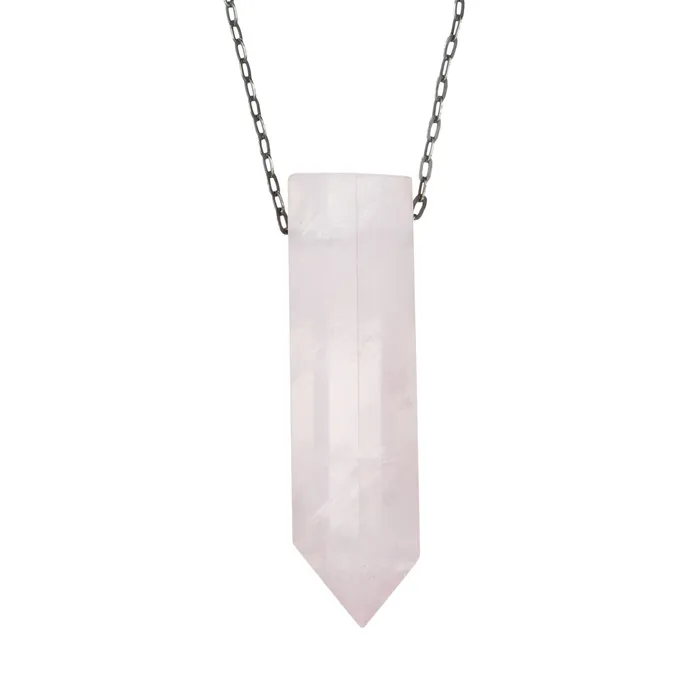 Necklaces Joseph Brooks Large Rose Quartz Crystal Pendant Necklace