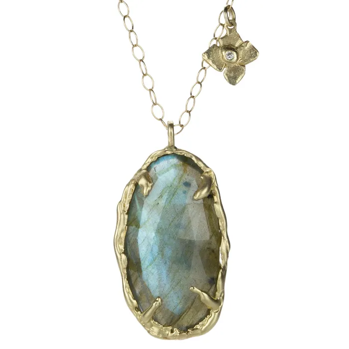 Necklaces Labradorite and Flower Pendant Necklace Victoria Cunningham