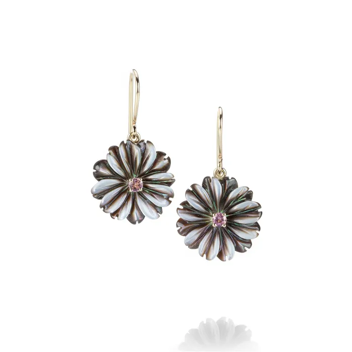 Nicole Landaw Earrings Mother Of Pearl with Tourmaline Earrings