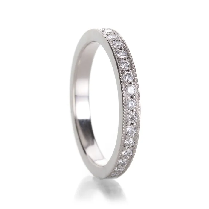 Platinum Diamond Band with Milgrain Edges Edward Burrowes Rings