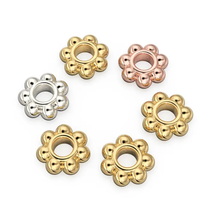 PreStyled Sets 28mm 18k Solid Yellow Gold Daisy Spacer Findings 5 Jalvi Co