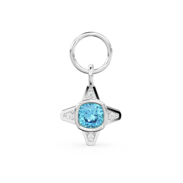 PreStyled Sets Blue Topaz Diamond Solid Gold Charm Gemstone Gold Charm Bezel Diamond Gold Pendant Real Diamond Jewelry Diamond Gold NecklaceSALE Jalvi Co
