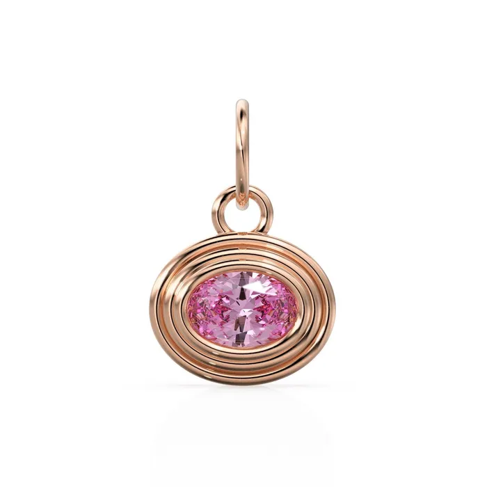 PreStyled Sets Jalvi Co AAA Pink Tourmaline Charms 14k Yellow Solid Gold Bubble Bezel Charm Pendant Pink Oval Gemstone Bezel 18K Gold Jewelry Finding