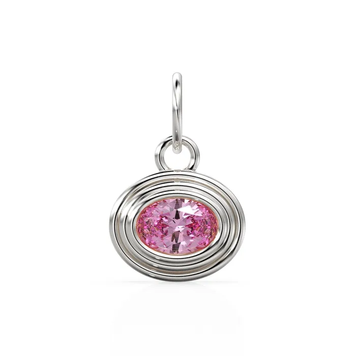 PreStyled Sets Jalvi Co AAA Pink Tourmaline Charms 14k Yellow Solid Gold Bubble Bezel Charm Pendant Pink Oval Gemstone Bezel 18K Gold Jewelry Finding