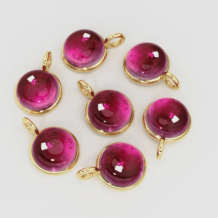 PreStyled Sets Jalvi Co Pink Tourmaline Charm Pendant Solid Yellow Gold 5mm Gemstone Tiny Jewelry Finding October birthstone PreStyled Sets Jalvi Co Pink Tourmaline Charm Pendant Solid Yellow Gold 5mm Gemstone Tiny Jewelry Finding October birthstone