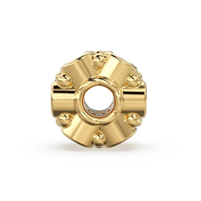 PreStyled Sets Jalvi Co Uneven Diamonds 18k Solid Yellow Gold Beads 6mm Diamond Eternity Rondelle Wheel Beads Small and Big Diamonds 14k Gold Tyre