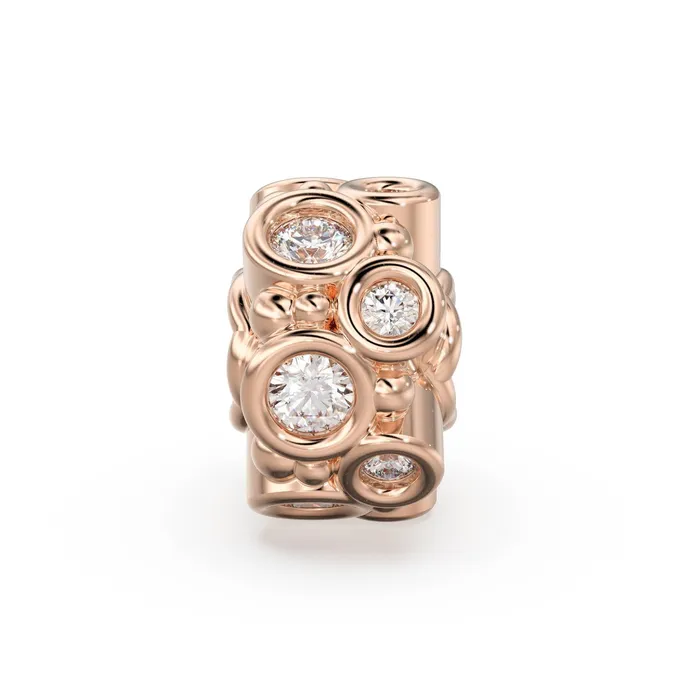PreStyled Sets Jalvi Co Uneven Diamonds 18k Solid Yellow Gold Beads 6mm Diamond Eternity Rondelle Wheel Beads Small and Big Diamonds 14k Gold Tyre