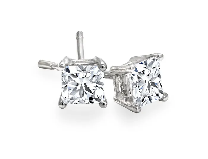 Princess Cut 031cttw Canadian Diamond Stud Earrings Canadian Rocks Earrings