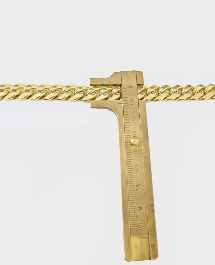 Real 10k Solid Yellow Gold 22 Inch 10mm Miami Cuban chain Necklace Box Lock Gold and Diamond Necklaces