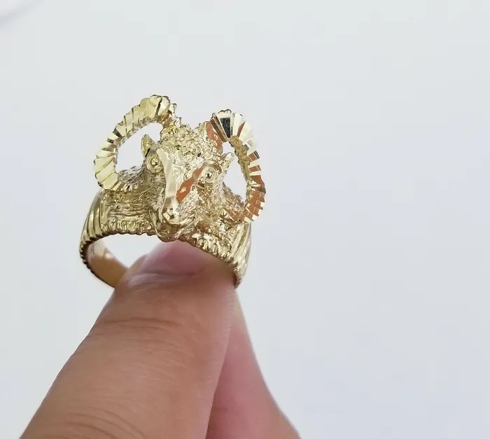 Real 10k Yellow Gold Antler Deer Head Mens Horn Goat Head Ring Diamond Cut Gold and Diamond Rings Real 10k Yellow Gold Antler Deer Head Mens Horn Goat Head Ring Diamond Cut Gold and Diamond Rings