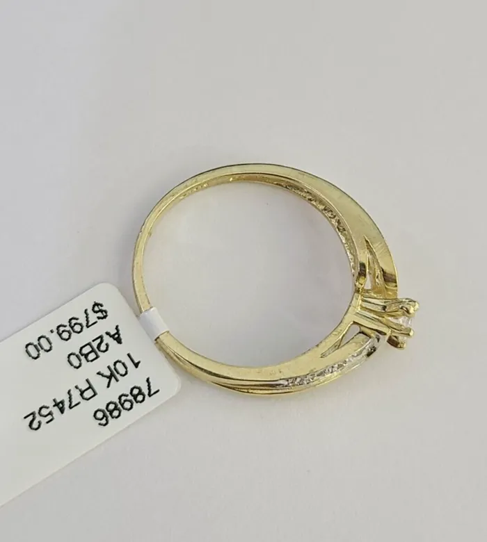 Real 10k Yellow Gold Ring Wedding Engagement Casual 10Kt Genuine Gold and Diamond Rings
