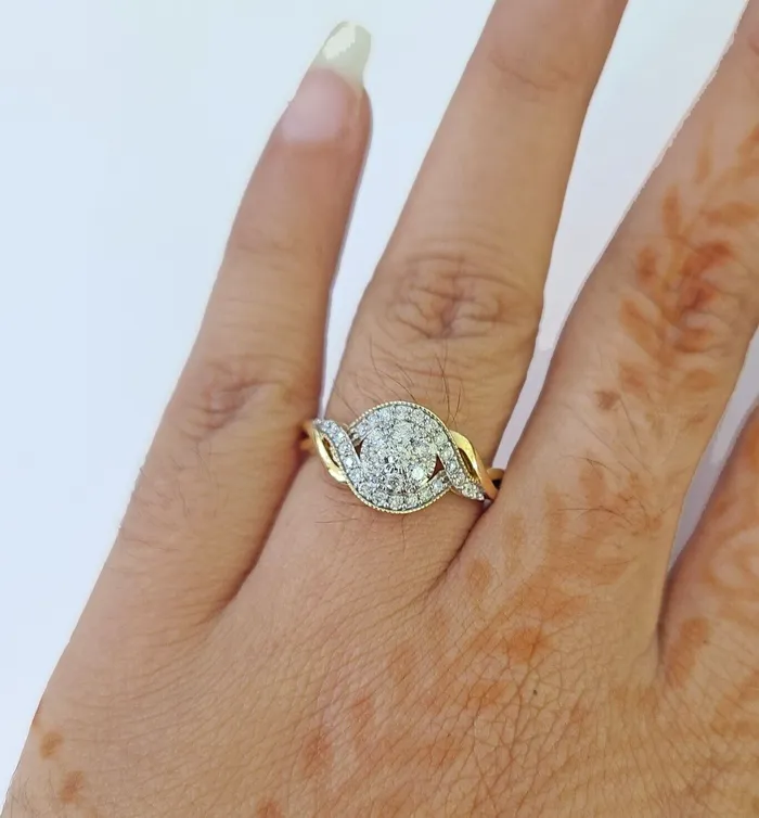 Real 14k Yellow Gold Diamond Ladies Ring Women Engagement Wedding Gold and Diamond Rings