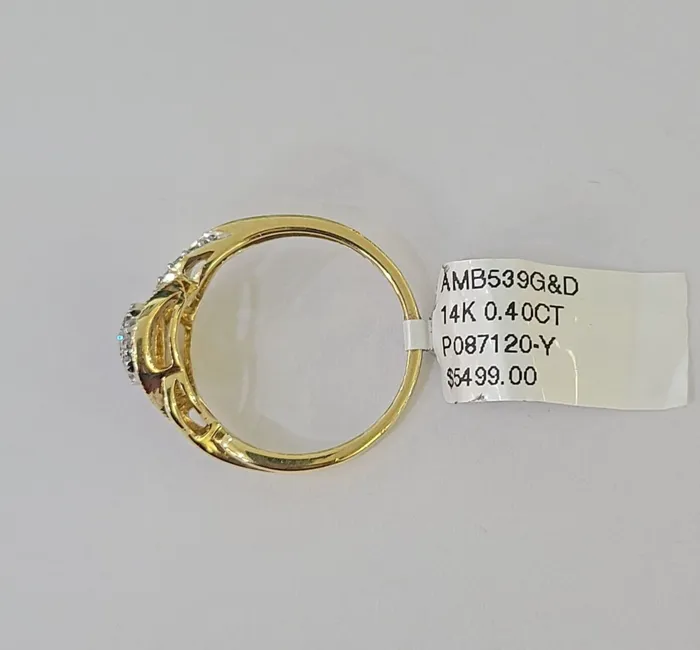 Real 14k Yellow Gold Diamond Ladies Ring Women Engagement Wedding Gold and Diamond Rings