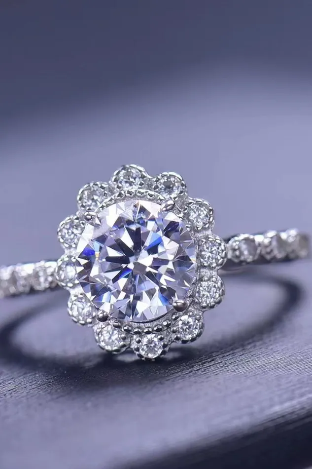 Rings 15 Carat Moissanite FloralShaped Cluster Ring Trendsi