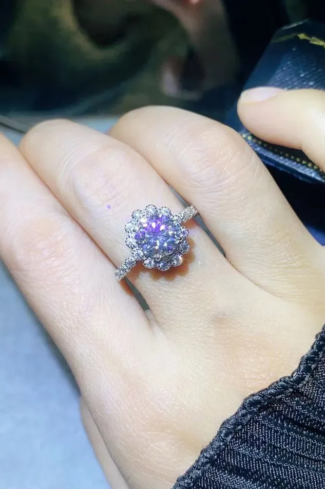 Rings 15 Carat Moissanite FloralShaped Cluster Ring Trendsi