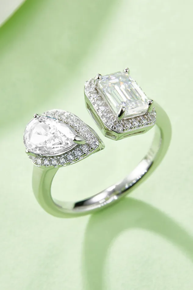 Rings 2 Carat Moissanite 925 Sterling Silver Open Ring Trendsi