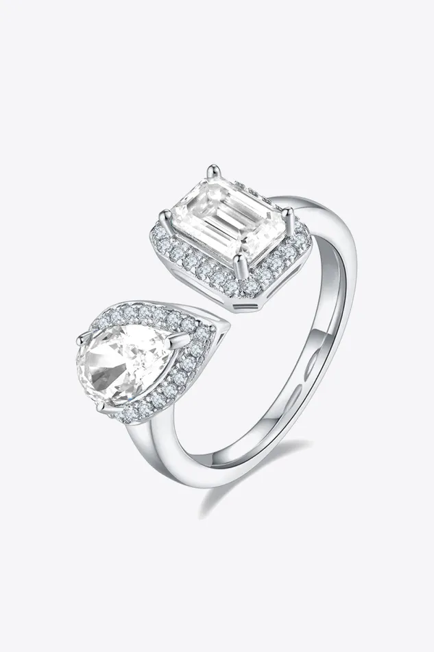 Rings 2 Carat Moissanite 925 Sterling Silver Open Ring Trendsi