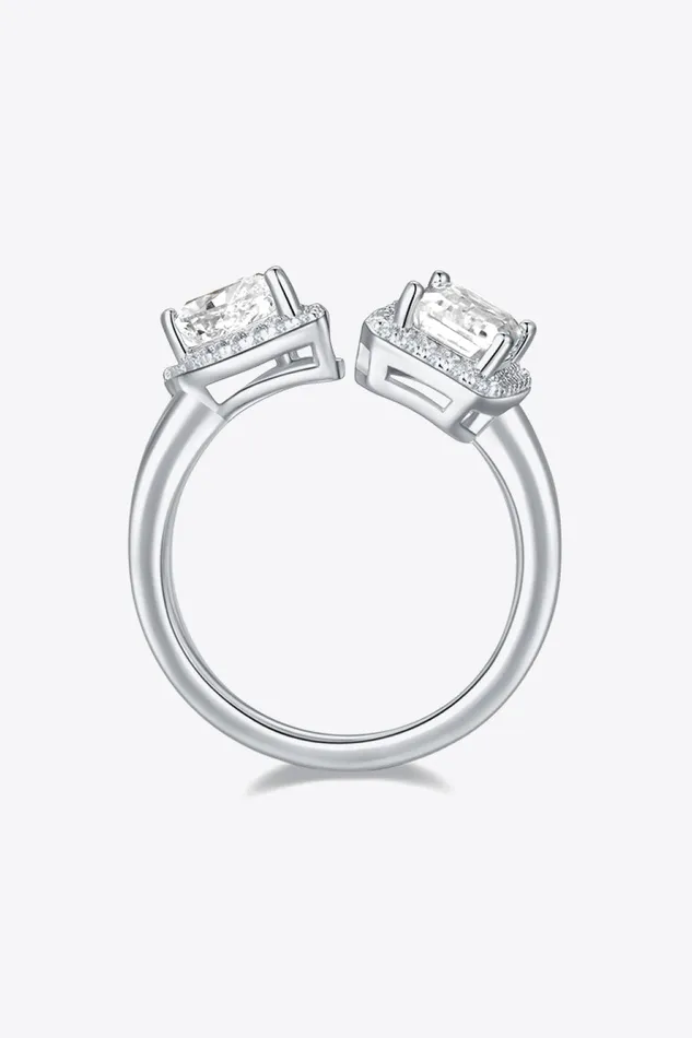 Rings 2 Carat Moissanite 925 Sterling Silver Open Ring Trendsi
