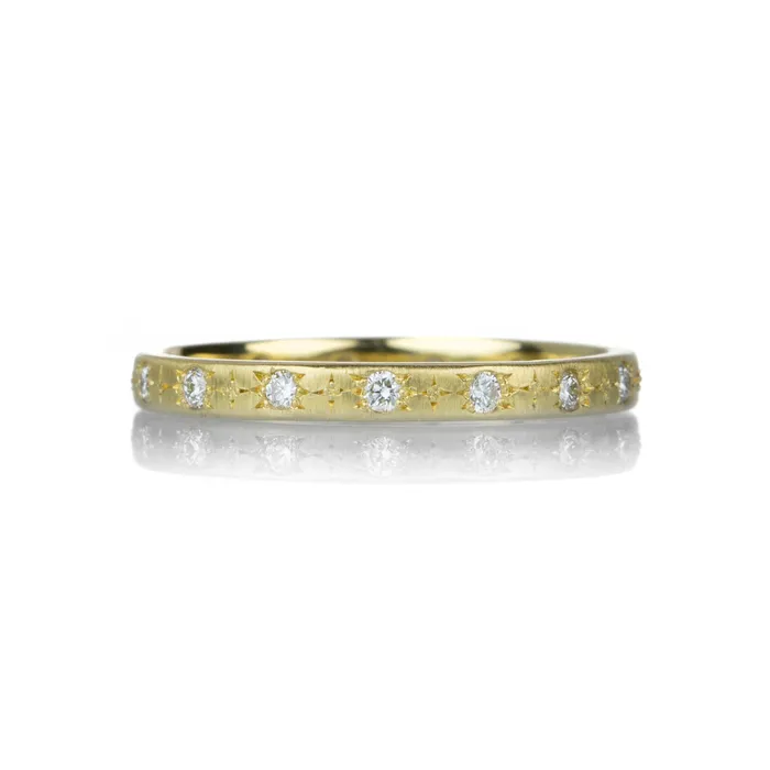 Rings Adel Chefridi 18k Yellow Gold and Diamond Stepping Star Band