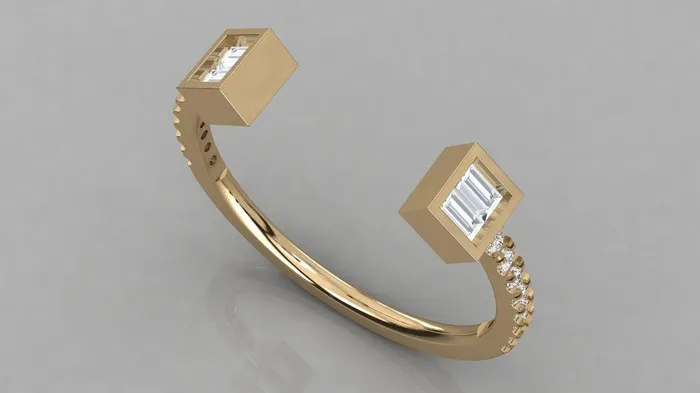 Rings Baguette Round Diamond Band in 14k Gold Round Diamond Ring Gold Band White Diamond Ring Open Mouth Diamond Wedding Band Jalvi Co