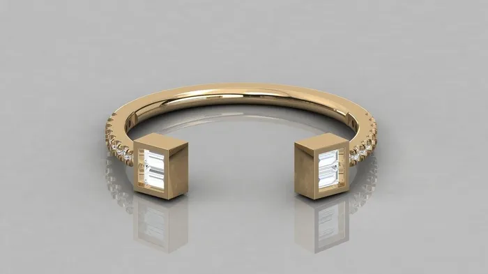 Rings Baguette Round Diamond Band in 14k Gold Round Diamond Ring Gold Band White Diamond Ring Open Mouth Diamond Wedding Band Jalvi Co