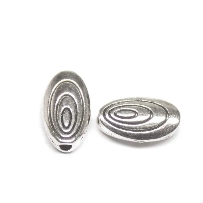 Rings Beads Supplies USA 20 Antique Silver Tone Oval Spacer Tribal Bead SC150