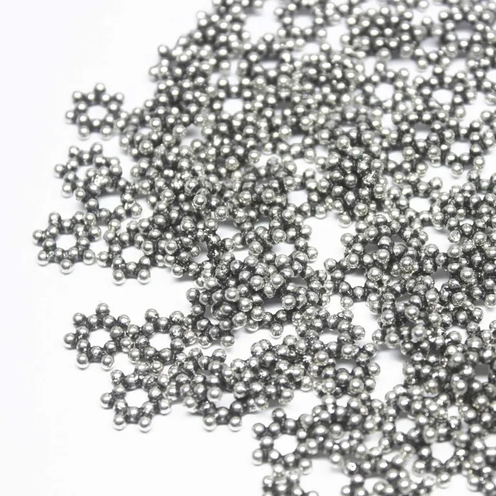 Rings Beads Supplies USA 26 Snowflake Spacer Bead Antique Silver Tone Dot Beads Rings Beads Supplies USA 26 Snowflake Spacer Bead Antique Silver Tone Dot Beads