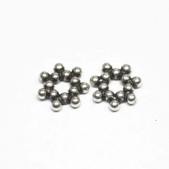 Rings Beads Supplies USA 26 Snowflake Spacer Bead Antique Silver Tone Dot Beads