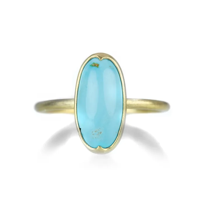 Rings Gabriella Kiss Elongated Oval Persian Turquoise Ring