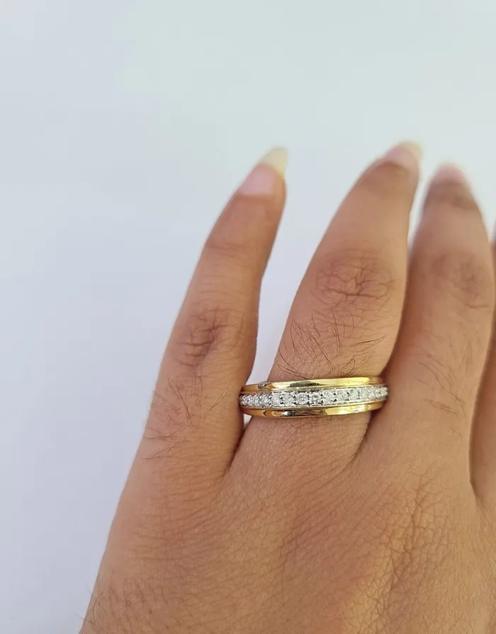 Rings Gold and Diamond REAL 14k Diamond Ring Yellow Gold Ladies Men Trio SET Wedding Engagement Genuine