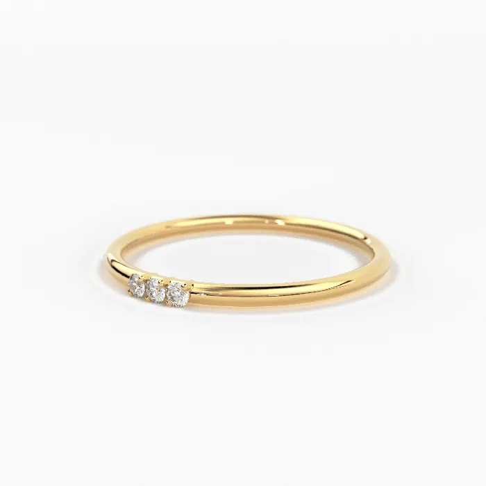 Rings Jalvi Co Minimalist Ring 14k Solid Gold Diamond Ring 15MM Triple Stone Ring Thin Gold Stacking Rings Promise Ring Christmas Gift
