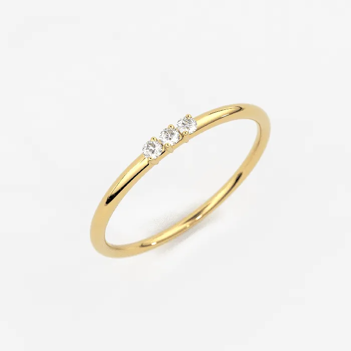 Rings Jalvi Co Minimalist Ring 14k Solid Gold Diamond Ring 15MM Triple Stone Ring Thin Gold Stacking Rings Promise Ring Christmas Gift