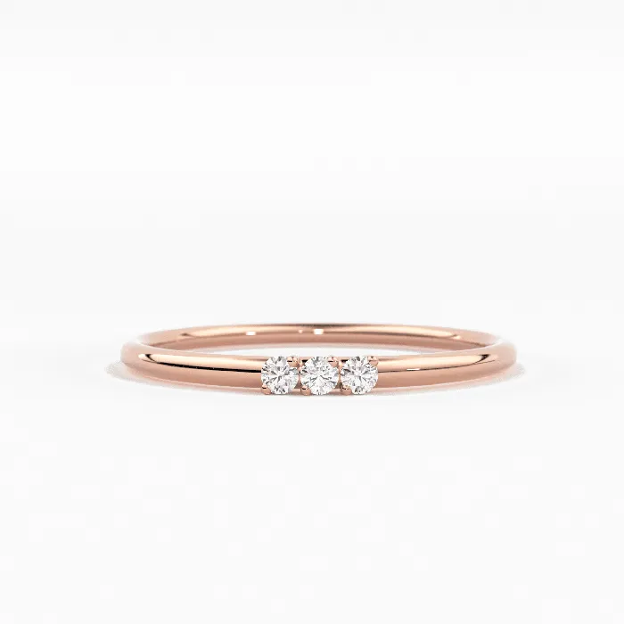 Rings Jalvi Co Minimalist Ring 14k Solid Gold Diamond Ring 15MM Triple Stone Ring Thin Gold Stacking Rings Promise Ring Christmas Gift