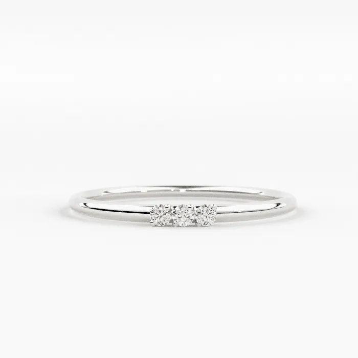 Rings Jalvi Co Minimalist Ring 14k Solid Gold Diamond Ring 15MM Triple Stone Ring Thin Gold Stacking Rings Promise Ring Christmas Gift
