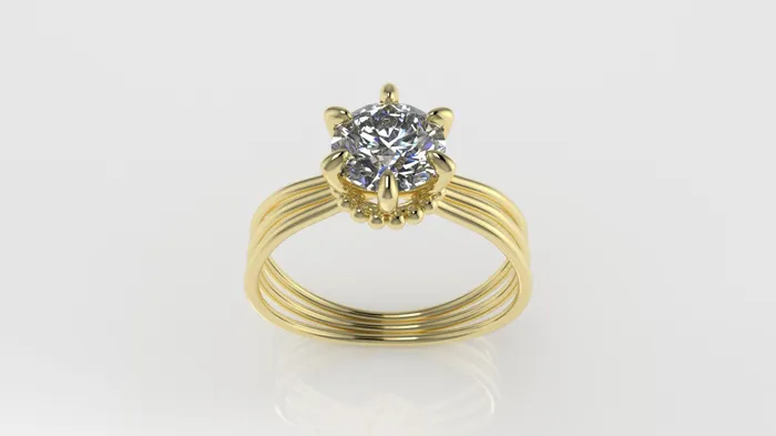 Rings JCM DESIGN JEWELRY 14K Gold Ring with 1 DIAMOND STT PRONG Band Style