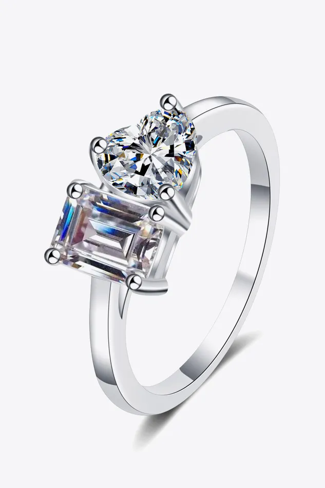 Rings Trendsi RhodiumPlated 2 Carat Moissanite Ring