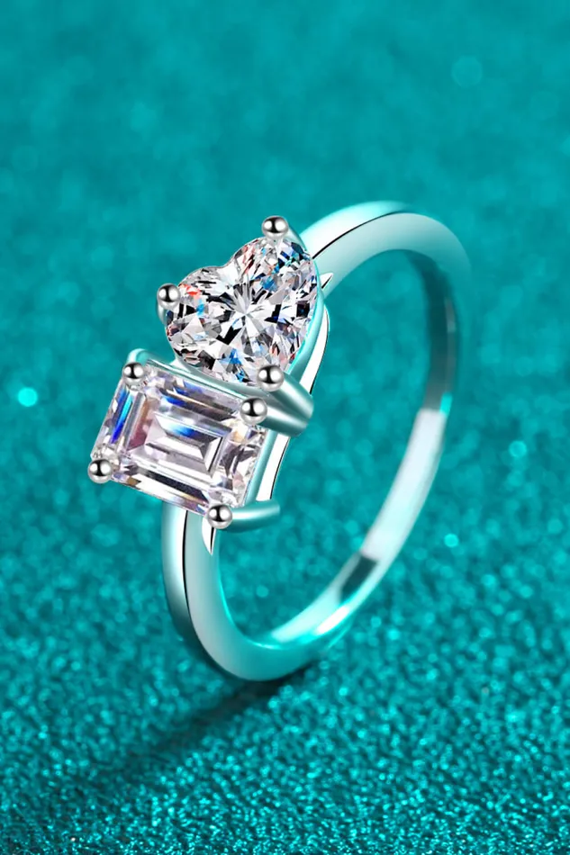 Rings Trendsi RhodiumPlated 2 Carat Moissanite Ring