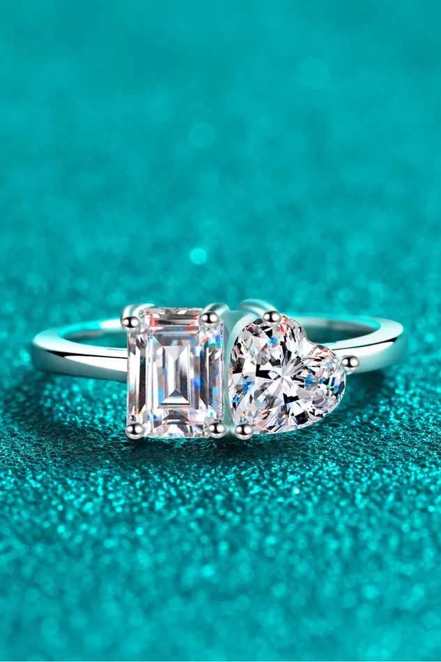 Rings Trendsi RhodiumPlated 2 Carat Moissanite Ring