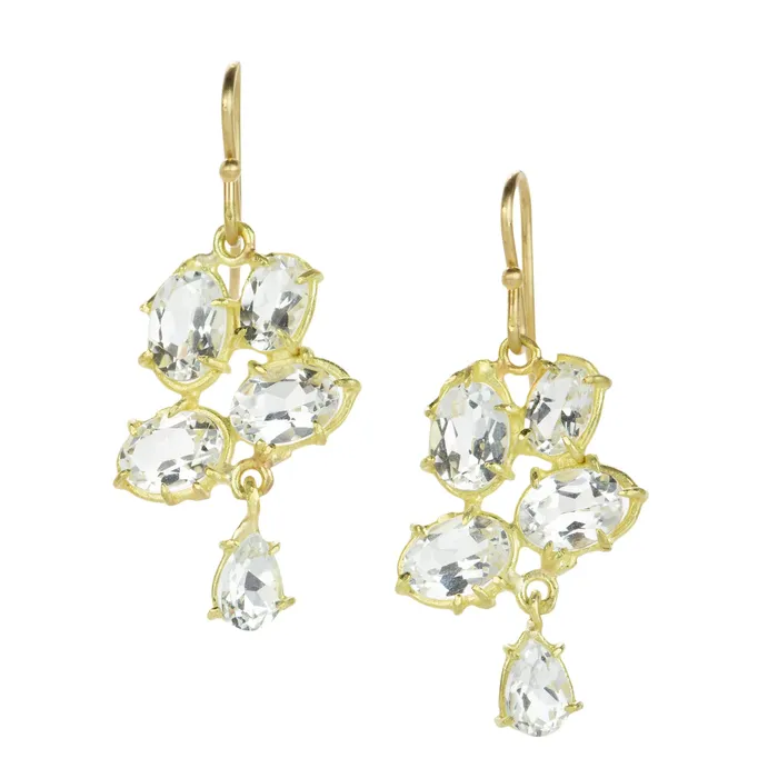 Rosanne Pugliese Earrings White Topaz Clover Drop Earrings