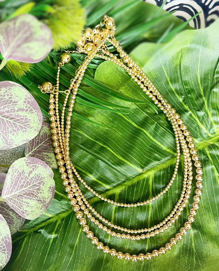 Round Gold Beaded Necklace SophiaRene Boutique Necklaces