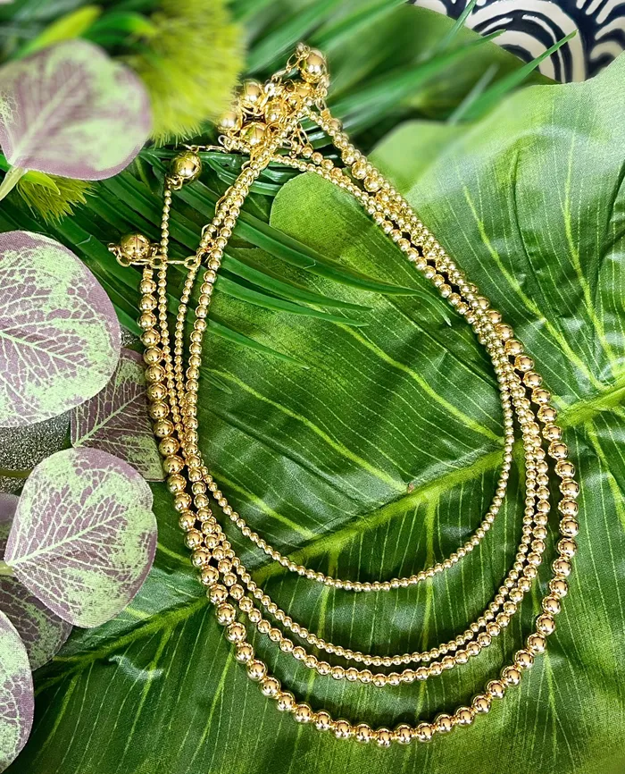 Round Gold Beaded Necklace SophiaRene Boutique Necklaces