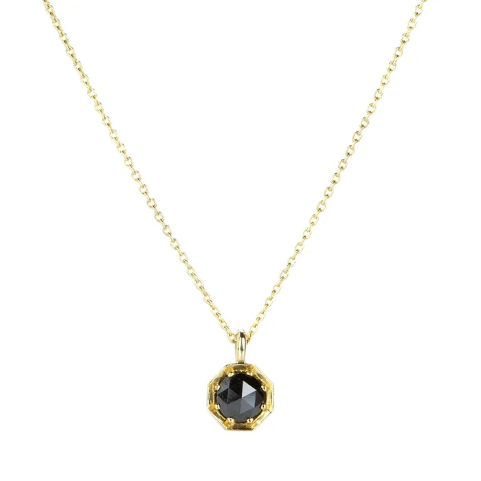 Sethi Couture Black Rose Cut Diamond Octagon Pendant Necklace Necklaces