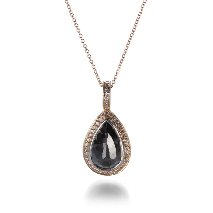 Sethi Couture Pear Black Diamond Necklace Necklaces