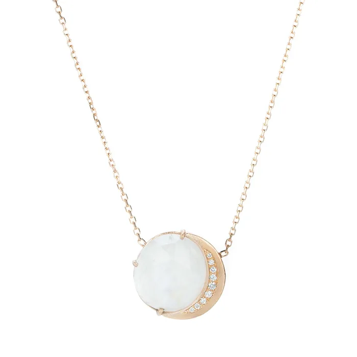 Sirciam Rainbow Moon Phase Pendant Necklace Necklaces