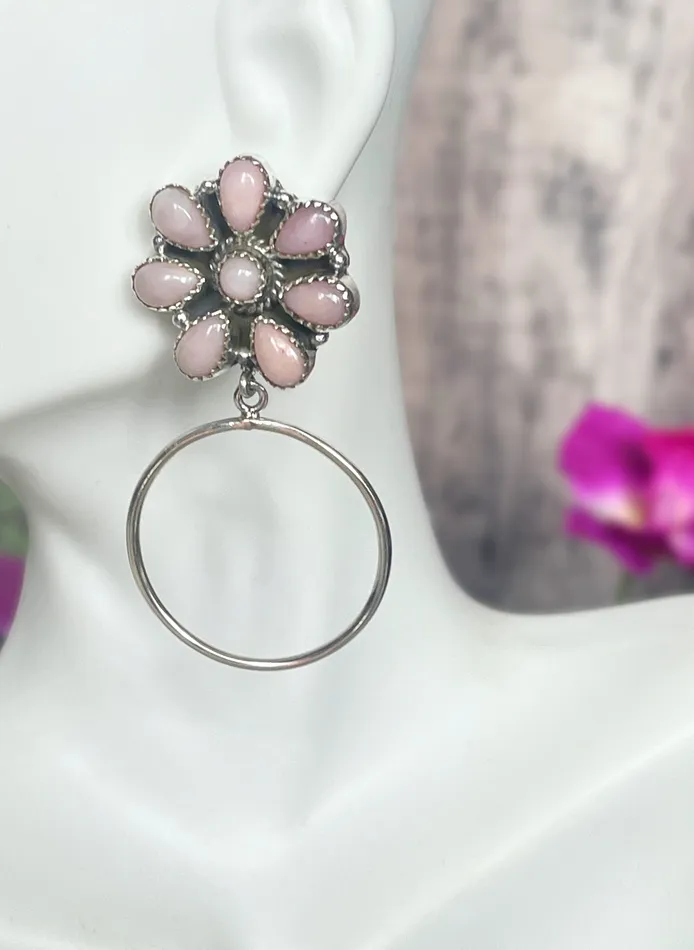 SophiaRene Boutique Earrings Sterling Silver Flower Hoop Artisan Post Earrings SophiaRene Boutique Earrings Sterling Silver Flower Hoop Artisan Post Earrings