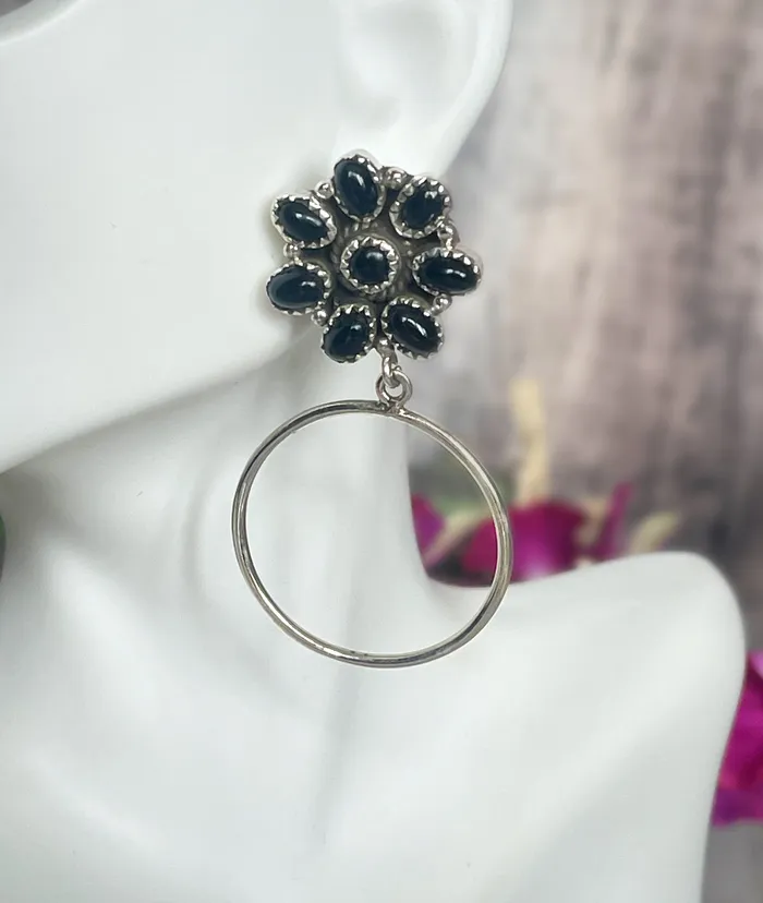 SophiaRene Boutique Earrings Sterling Silver Flower Hoop Artisan Post Earrings