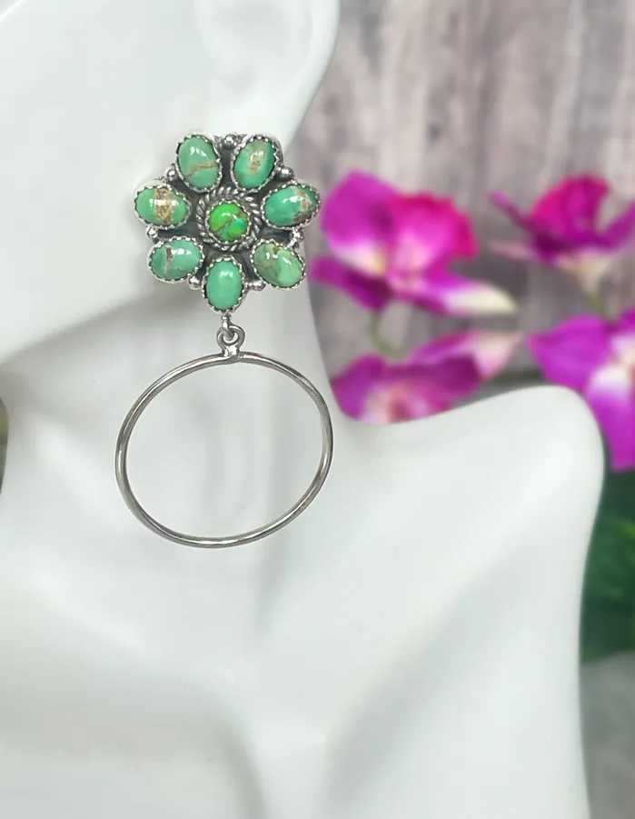 SophiaRene Boutique Earrings Sterling Silver Flower Hoop Artisan Post Earrings