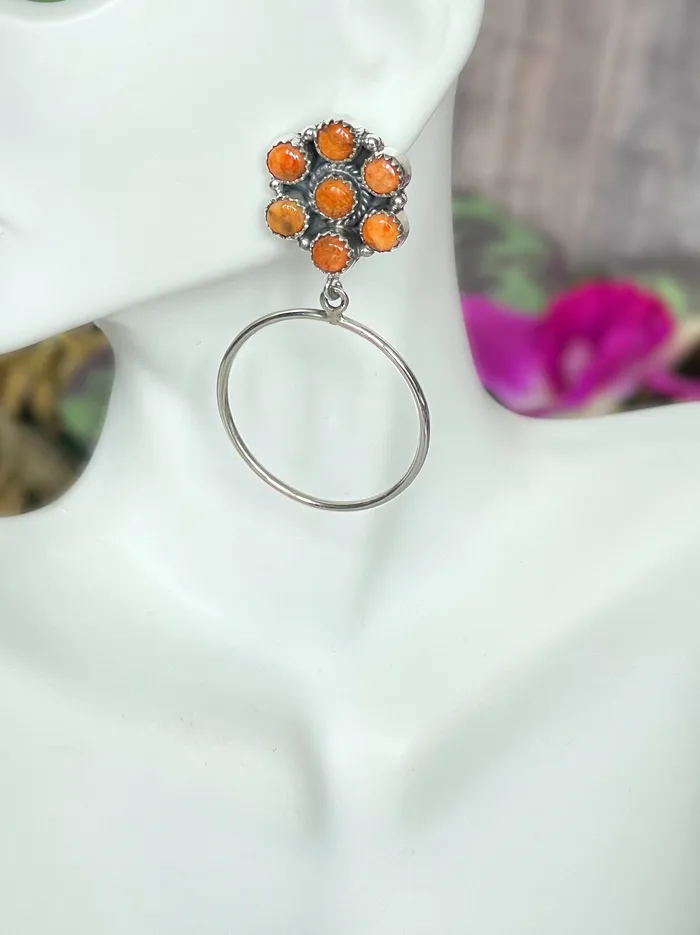SophiaRene Boutique Earrings Sterling Silver Flower Hoop Artisan Post Earrings