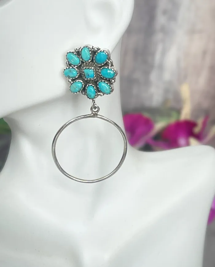 SophiaRene Boutique Earrings Sterling Silver Flower Hoop Artisan Post Earrings